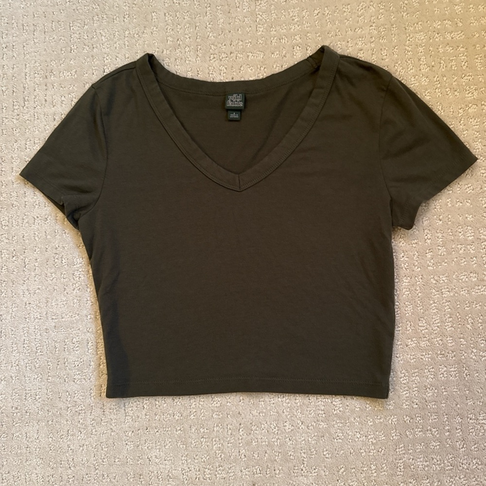 Wild Fable V-Neck Olive Green Crop Top